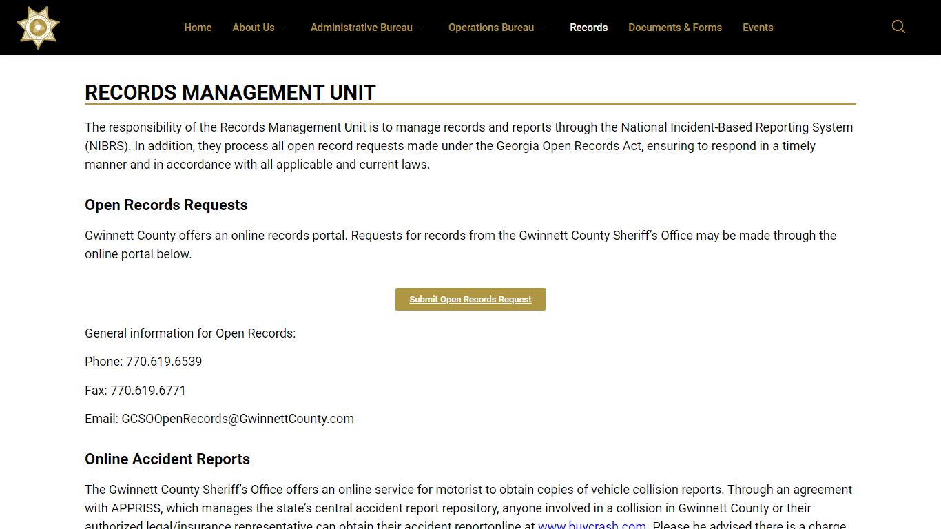 Records Management - Gwinnett County Sheriff's Office