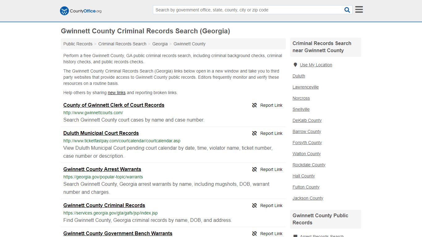 Gwinnett County Criminal Records Search (Georgia) - County Office